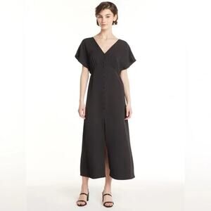 Label Rail x WhatSmitaFound Sz 4 Black Button Down Dress Flutter Sleeve V Neck